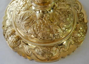 Ornate French antique solid silver gilt Baroque Chapel Set